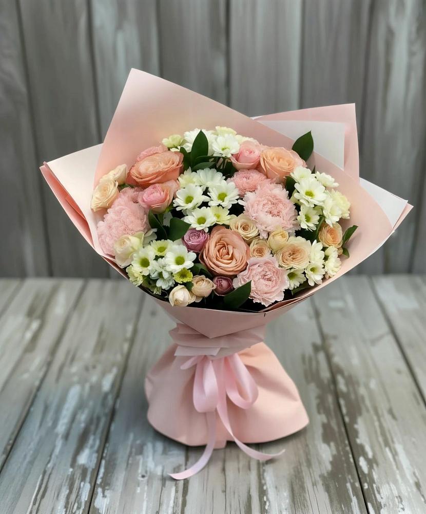 Букет цветов из: Гвоздики, Розы и Хризантемы в Обозерском