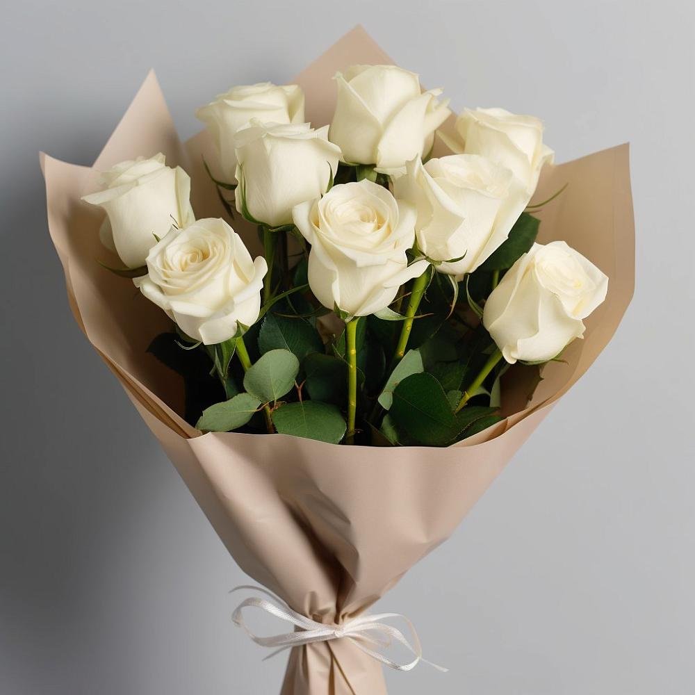 Букет 9 Белых роз Эдлесс Лав в Обозерском