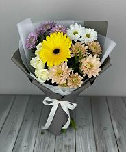 Букет цветов из:  Розы, Герберы и Хризантемы в Обозерском