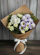 Букет цветов из:  Хризантемы и Розы в Обозерском