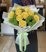 Букет цветов из:  Хризантемы и Розы в Обозерском