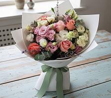 Букет цветов из:  Розы, Лизиантусы и Гвоздики в Обозерском