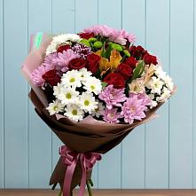 Букет цветов из:  Розы, Хризантемы и Альстромерии в Обозерском