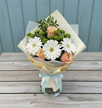 Букет цветов из:  Герберы, Розы и Хризантемы в Обозерском
