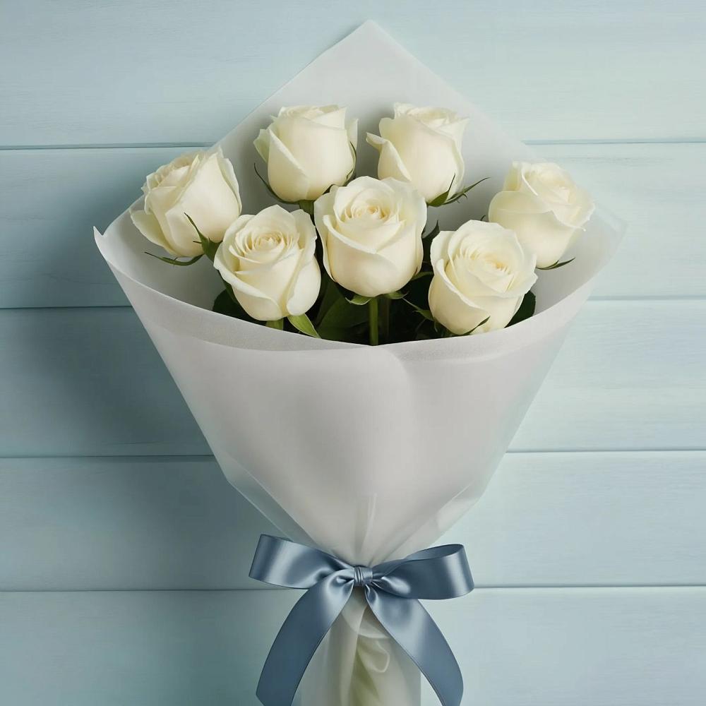 Букет 7 Белых роз Эдлесс Лав в Обозерском